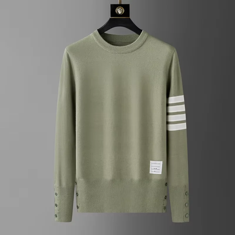 High end luxury brand sweater men personality trend ribbon striped round neck Knitwear autumn and winter Korean casual  pullover