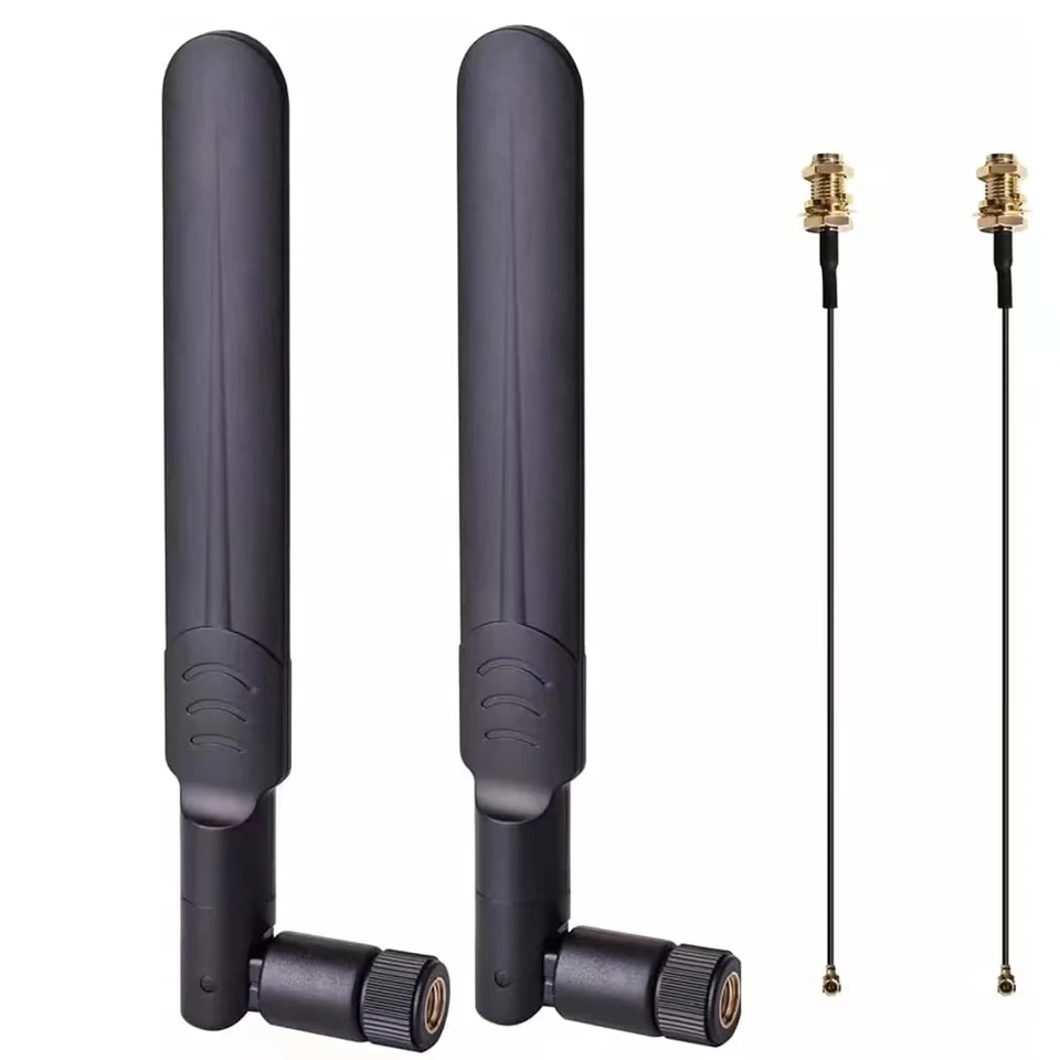 2 x 8dBi WiFi RP-SMA Male Antenna 2.4GHz 5.8GHz Dual Band +2 x 35CM U.FL/IPEX to RP-SMA Female Pigtail Cable for Mini PCIe Card