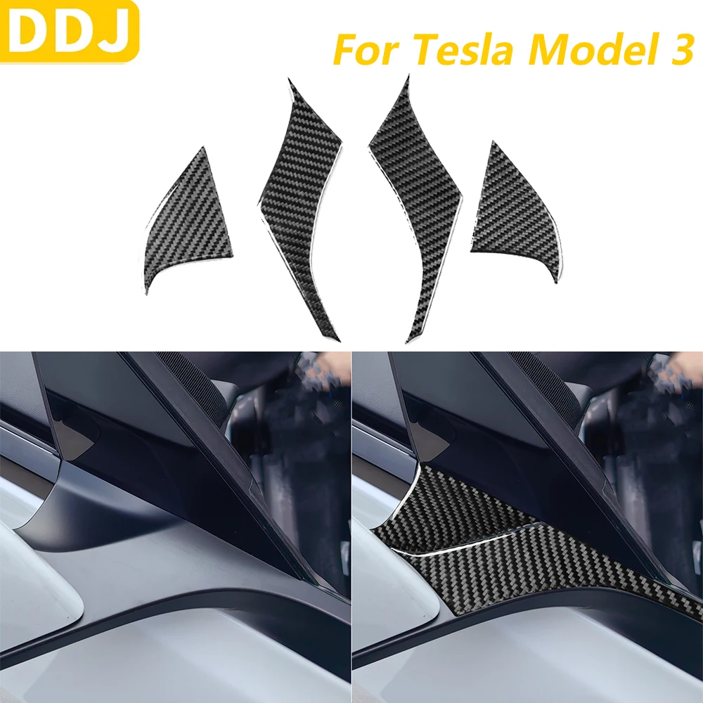 

For Tesla Model 3 Highland 2023-2025 Carbon Fiber Side Rearview Mirror Pillar Panel Decorative Cover Car Accessories Sticker