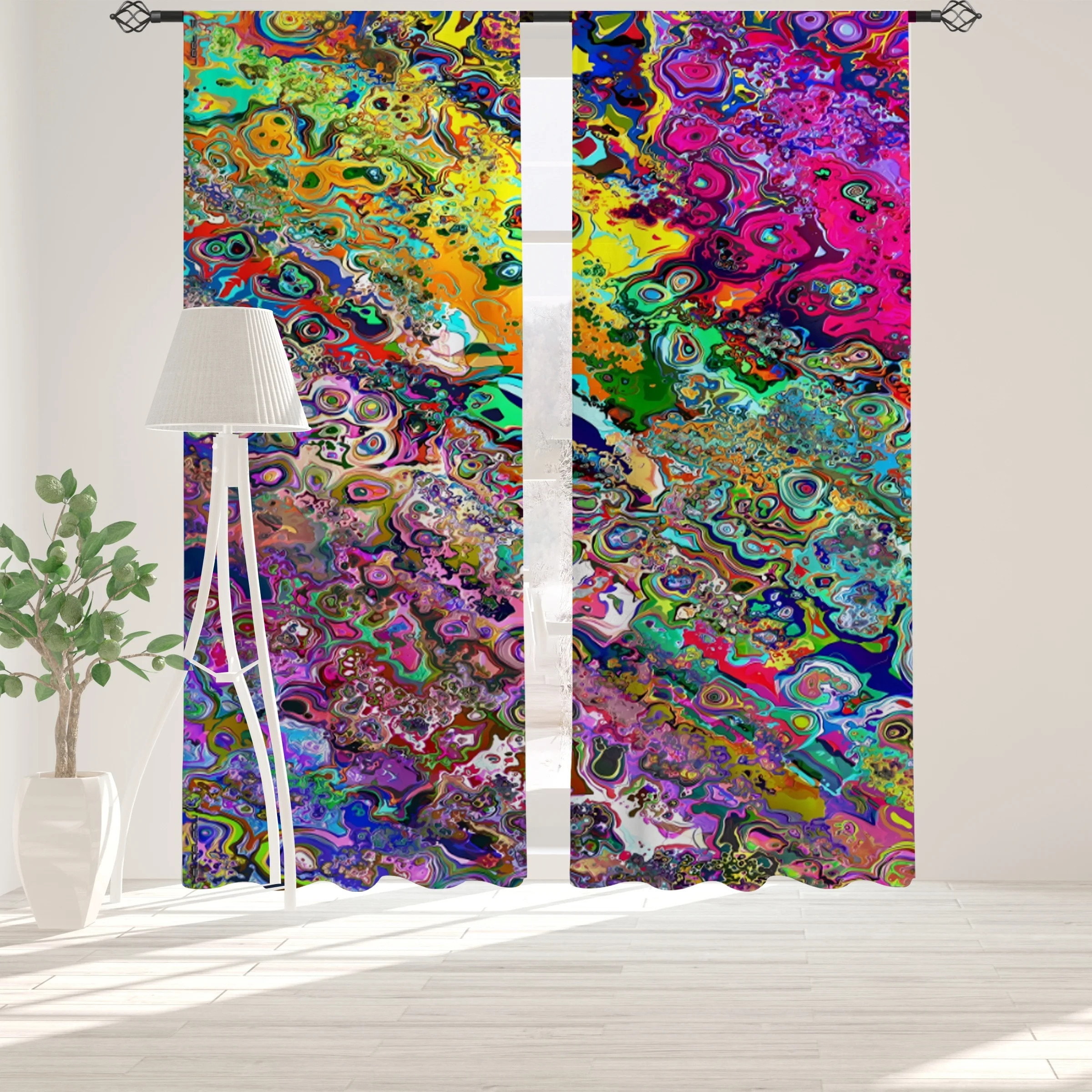 Vibrant Abstract Psychedelic Pattern Curtains for Living Room Home Decor Window Drapes