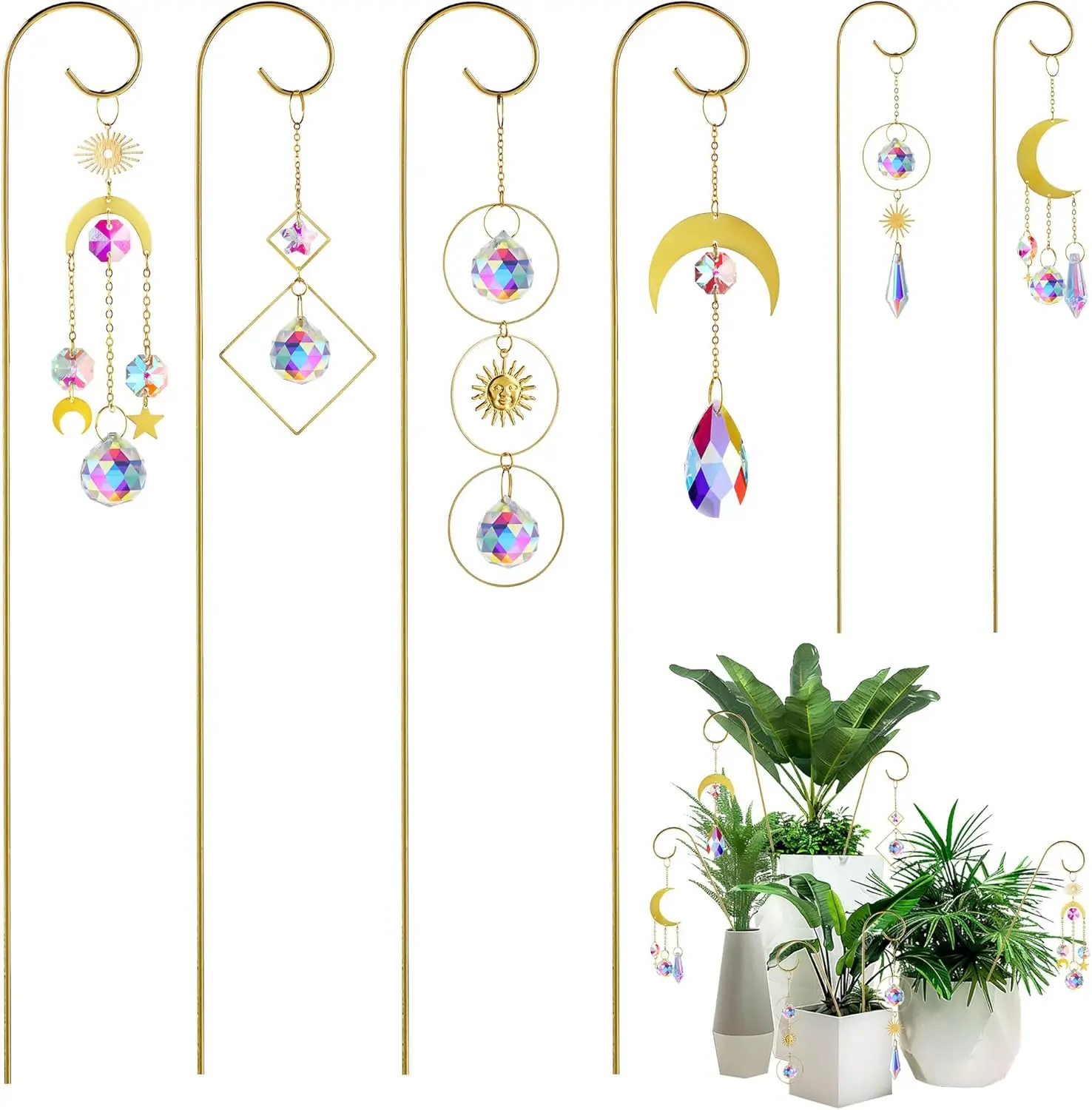 

6PC Garden Suncatchers Small Trellis for Potted Plants Indoor Plant Trellis SunCatchers Decoration For Garden Home Window