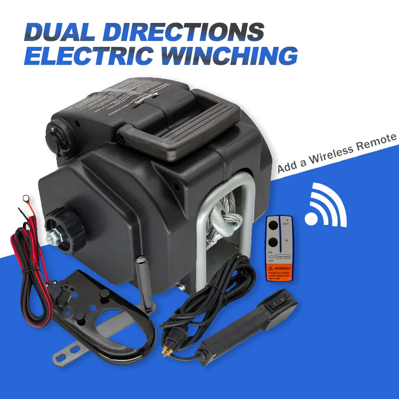 Treuil électrique pour remorque de bateau 12V 5000lbs |   Treuil portable avec alimentation et sortie d'alimentation pour bateau, camion, camping-car