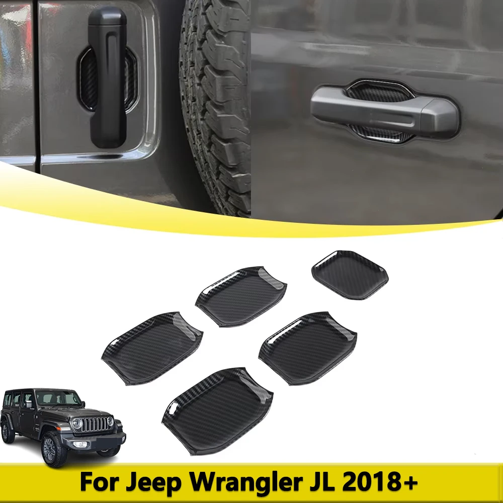 

Carbon Fiber Look Outer Door Handle Bowl Cover Trim For Jeep Wrangler JL 4XE Gladiator JT 2018 2019 2020 2021 2022 2023 2/4Door