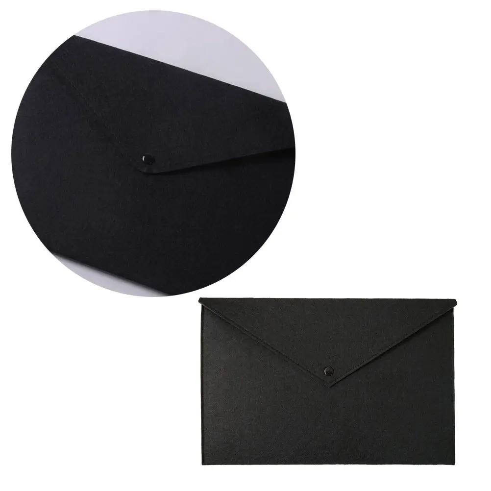 

Felt File Folder Button A4 Size Black Tear Proof Document Organizer Office School Home Use Document Storage Holder