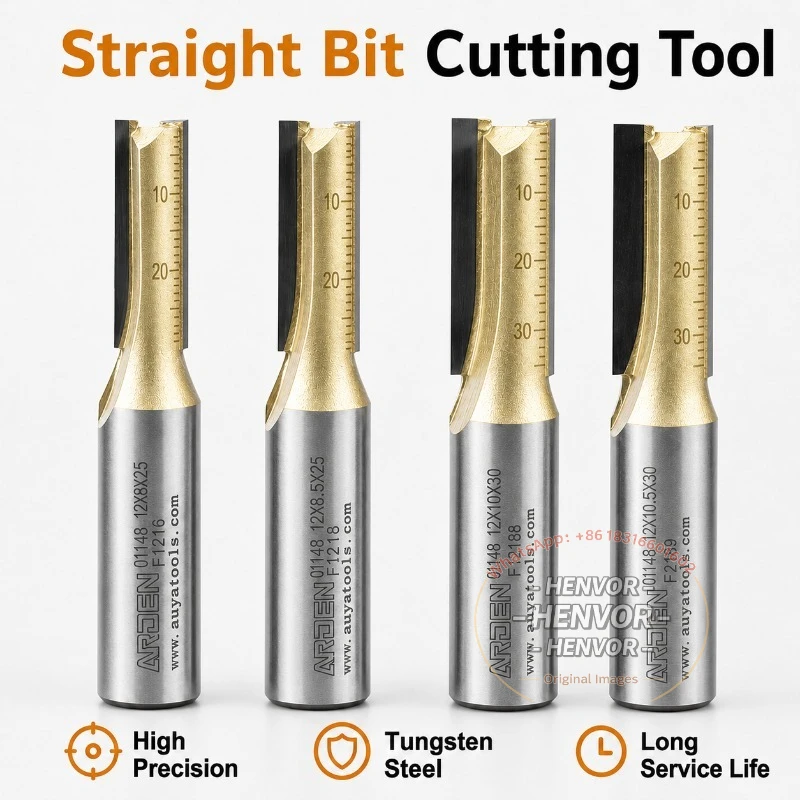 Arden 12mm Metric Shank Straight Router Bit Double Flute Extra Long Woodworking Slotting Mortising Cutter