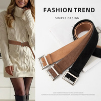 Retro Frosted Suede Women's Belts High-end Fashionable Women's Skirt Decorative Belts for Women Wide Leather Belt Designer Belt