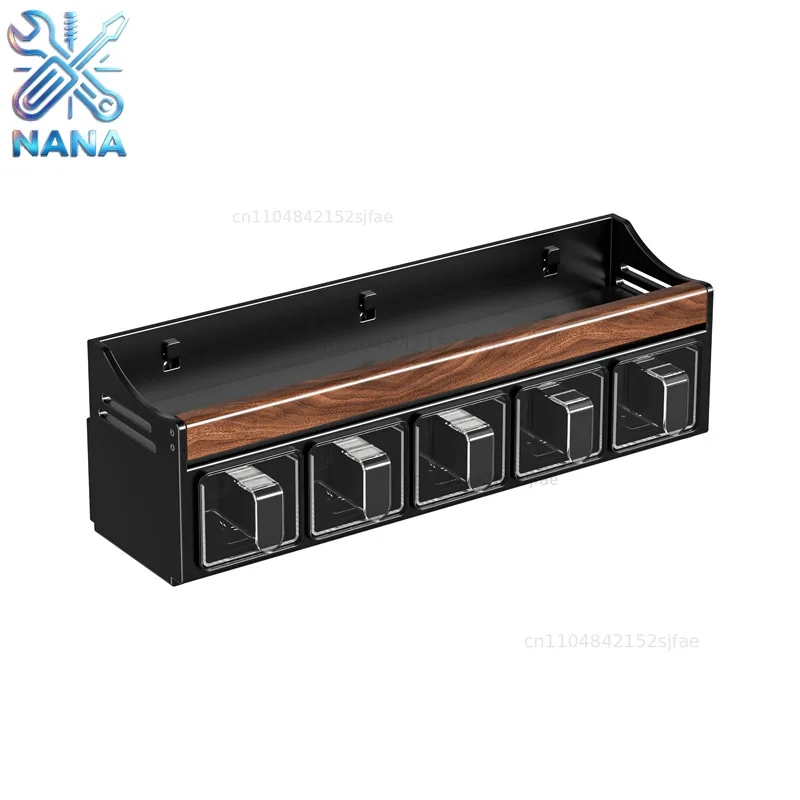 Walnut seasoning Kitchen seasoning storage Wall hanging countertop No punching Multifunctional seasoning Combination set seaso