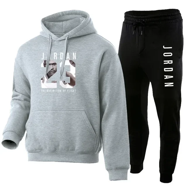 New spring and autumn men's and women's casual hoodie + sweatpants two-piece outdoor training men's pullover sweatshirt set