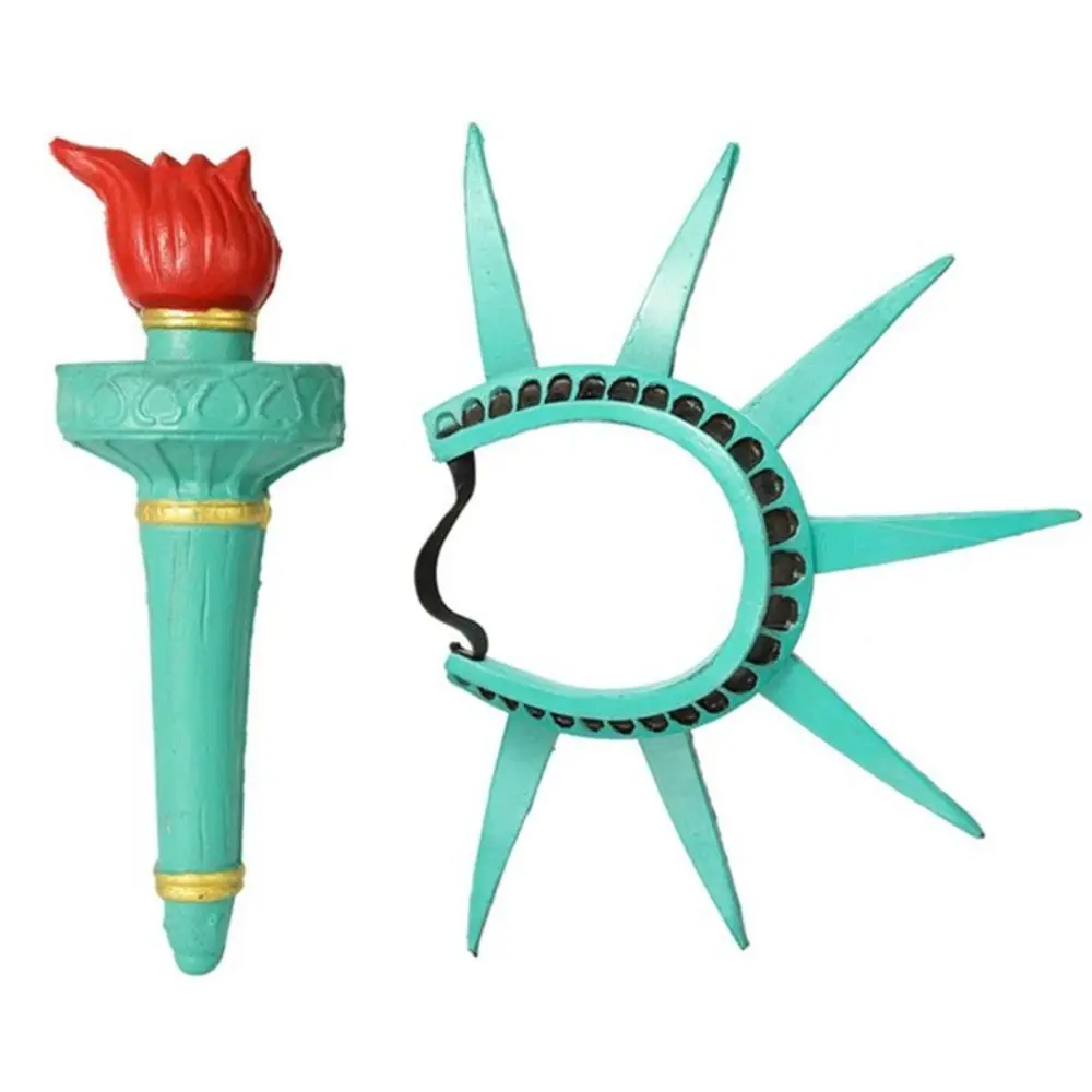 Luminous Freedom Statue Headband Masquerade Party Costume Accessory Liberty Statue Cosplay Props Photography Prop Torch