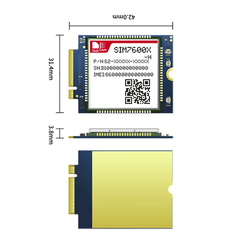 

SIMCOM, LTE, Cat4, M.2, Module SIM7600A-H SIM7600V-H SIM7600SA-H SIM7600E-H SIM7600NA-H 150 Мбит/с, downlink