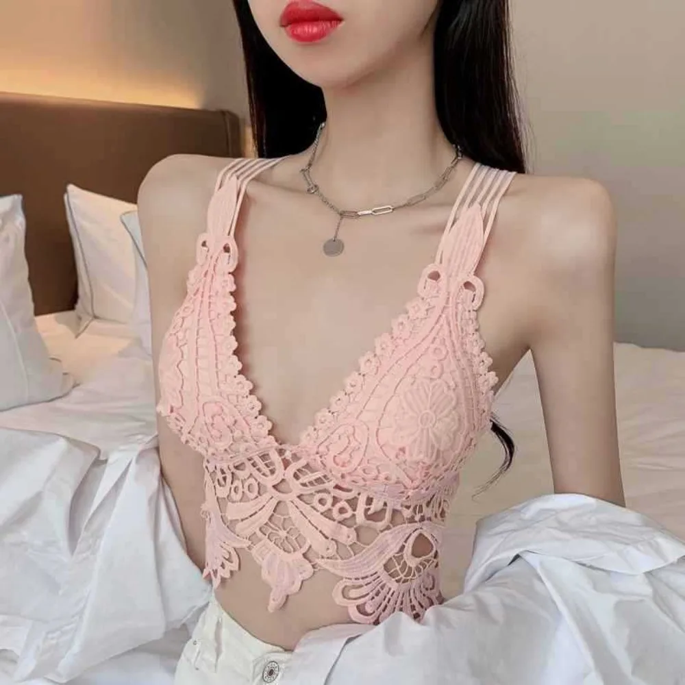 Sexy Tops for Womens Lace Crop Top Woman Tank Tops Off Shoulder V-neck Sleeveless Camis for Women Backless Camisole