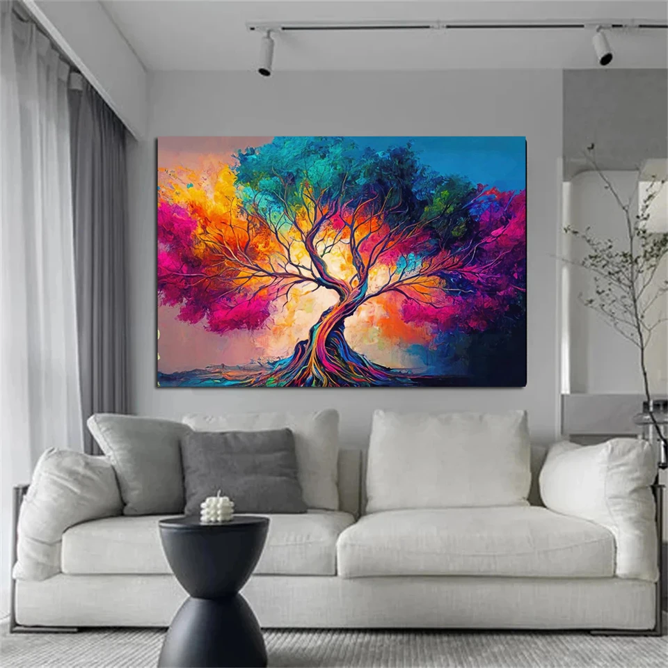 Abstract colorful painting of a tree DIY 5D Full Square Round Diamond Painting Mosaic Diamond Embroidery Cross Stitch Set