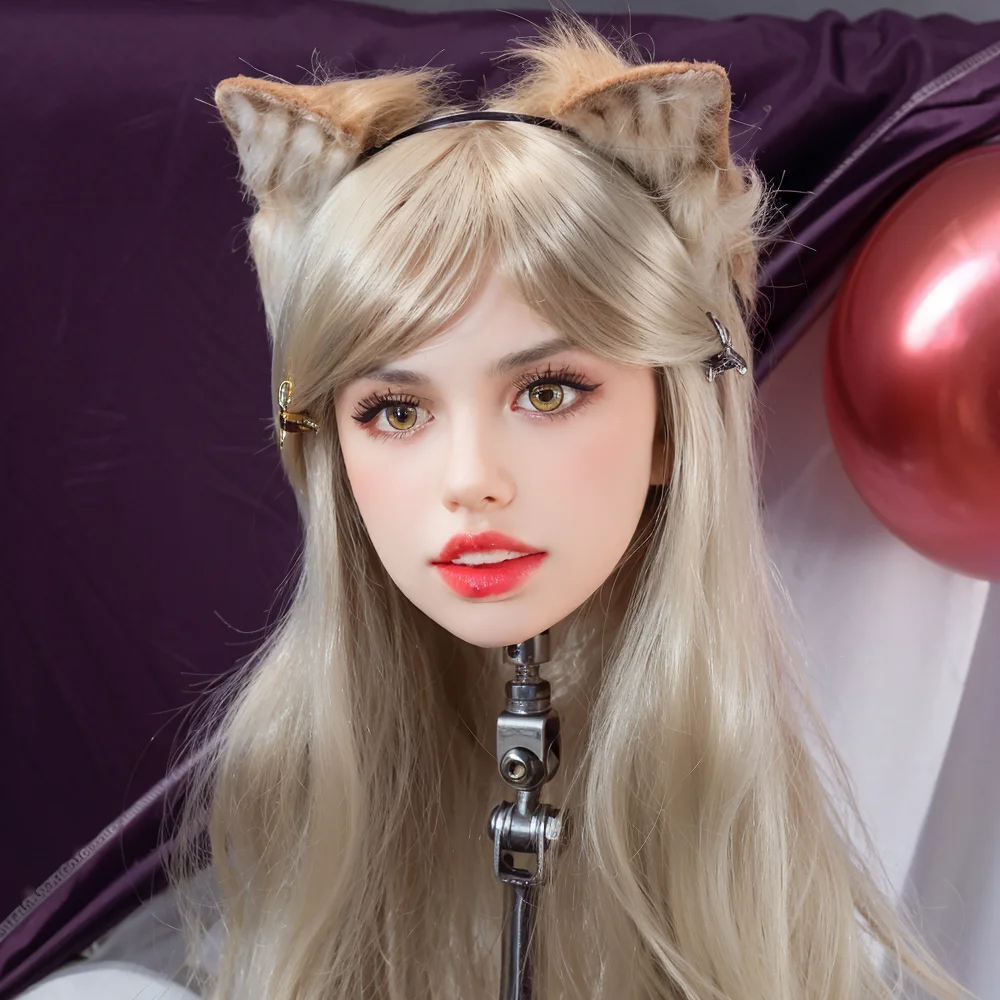 

Head model, used for displaying wigs, jewelry, hats and makeup, M16 nut interface, comes with a matching wig, blue eyes, TPE mat