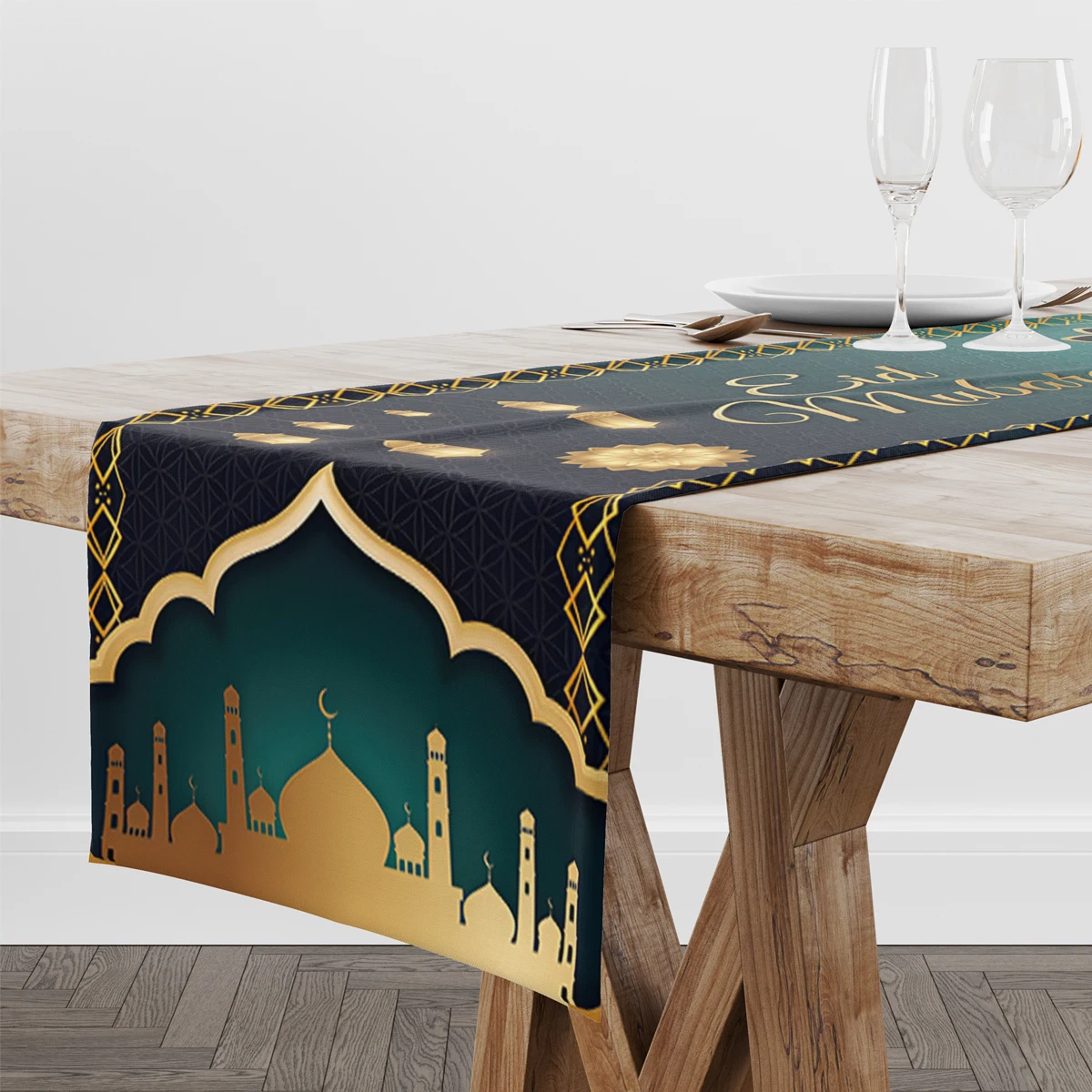 2024 Eid Mubarak Decor Table Runner Ramadan Decor For Home Islamic Muslim Party Supplies Ramadan Kareem Tablecloths