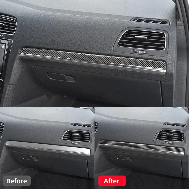 For Volkswagen Golf 7 Mk7 2013-2019 Carbon Fiber Interior Auto Passenger Dashboard Decoration Cover Trim Frame Car Accessories