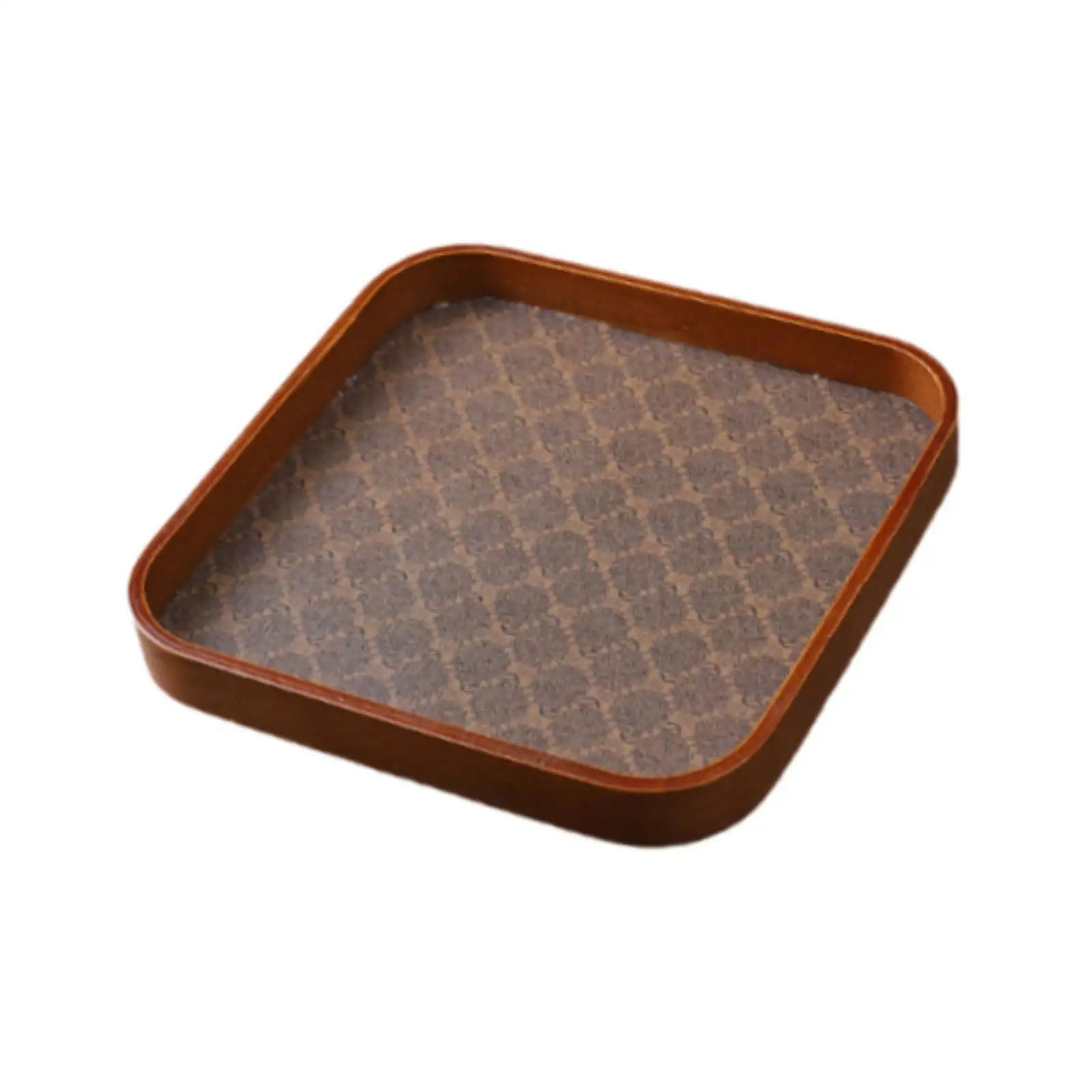 

Wood Serving Tray Fruit Platter Dinner Tray Embossment Glass Fruit Snack Tray for Coffee Table Tea Room Kitchen Office Bathroom