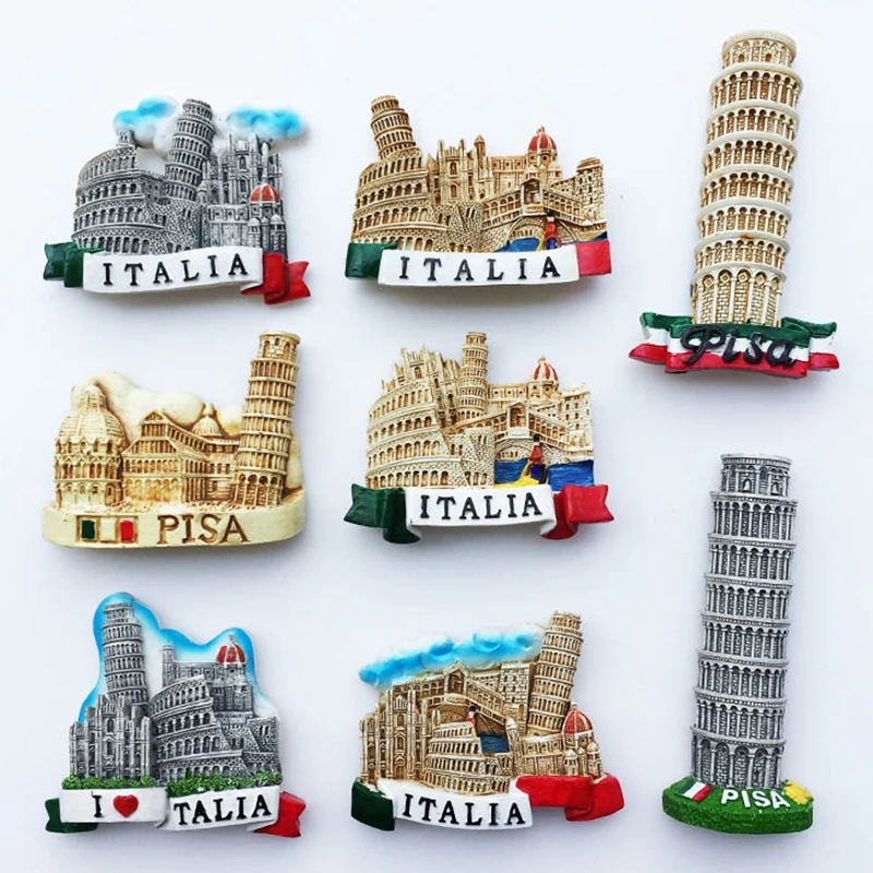 New Hand-painted Leaning Tower of Pisa, Italy 3D Fridge Magnets Tourism Souvenirs Refrigerator Magnetic Stickers Gift