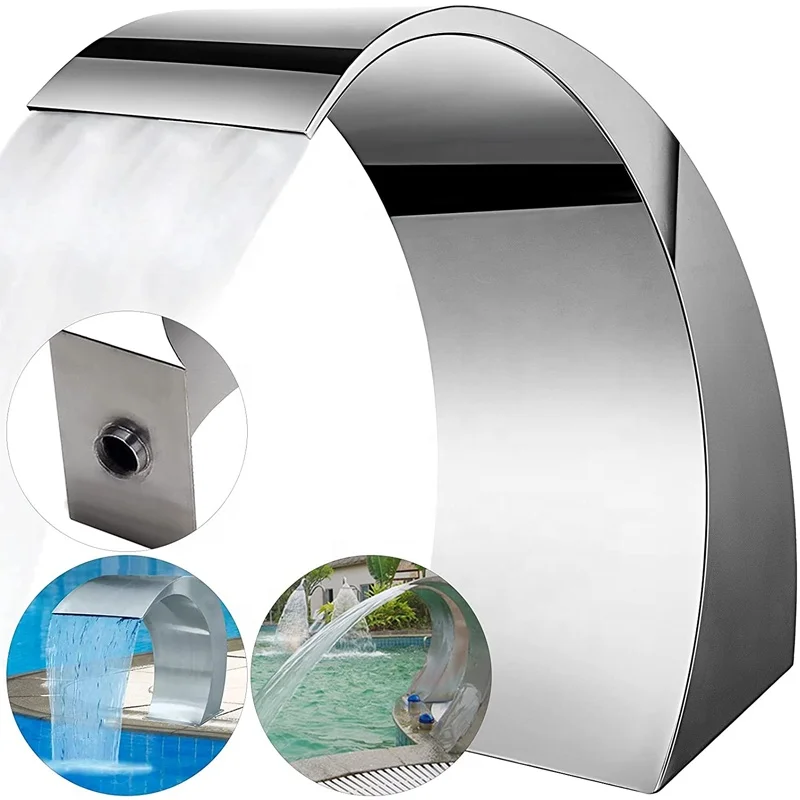Stainless steel swimming pool fountain pool waterfall garden outdoor drop pool water feature massage shower spa waterfall