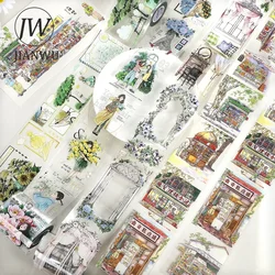 JIANWU 1000cm Literary Character Plant Flower Border Landscaping Material Collage PET Tape Creative DIY Journal Stationery