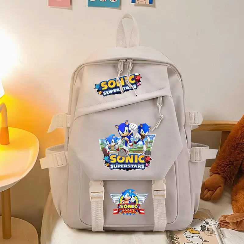 

Kawaii Sonic Backpack Primary and Middle School Students Schoolbag Boys Girls Anime Cartoon School Bag Mochila Zipper Shoulders