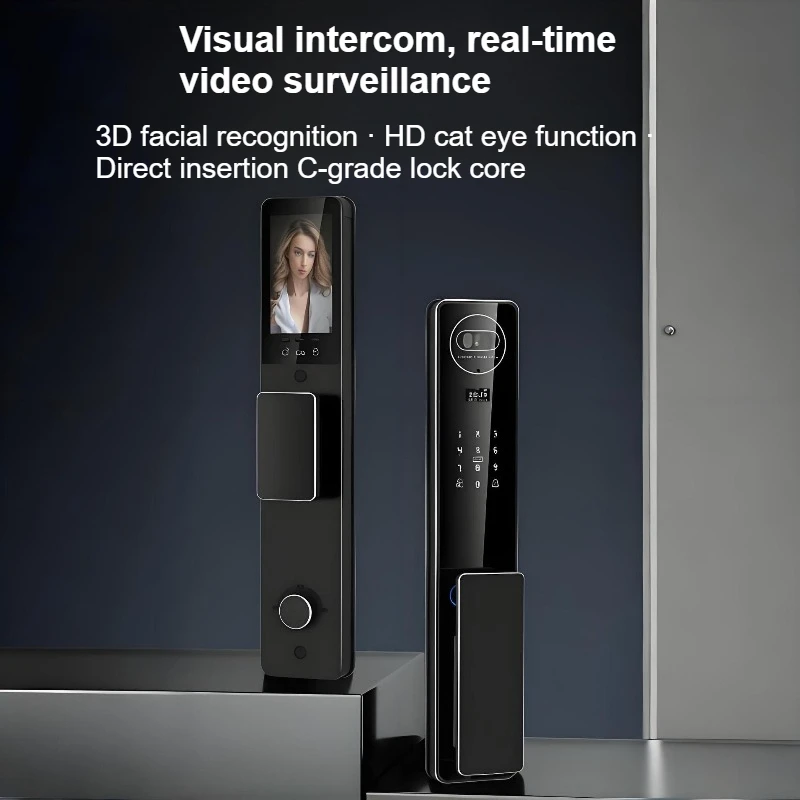 Waterproof Moisture Proof CNC Smart Lock 3D Face Recognition Fingerprint Video Intercom Monitoring Keyless Entry Door Lock