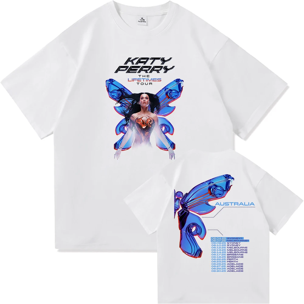 كاتي بيري مدى الحياة المملكة المتحدة أوروبا المكسيك أستراليا جولة الولايات المتحدة 2025 تي شيرت موضة النساء/الرجال خمر القطن تي الملابس