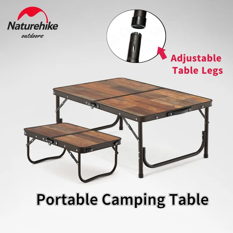 Naturehike Large Size Portable Aluminum Alloy Folding Table Outdoor Travel Picnic Adjustable Height Camping Table 90x60x37cm