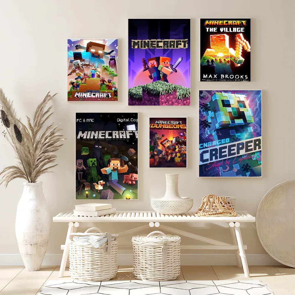 M-Minecraft Classic Movie Posters Waterproof Paper Sticker Coffee House Bar Decor Art Wall Stickers