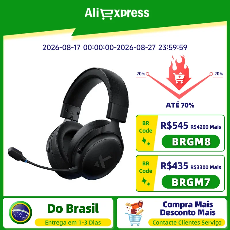 Fone de Ouvido Sem Fio MCHOSE V9 Pro para Jogos com Som Surround 7.1, Microfone com Cancelamento de Ruído, Baixa Latência, Leve para PS5, PC e SWITCH