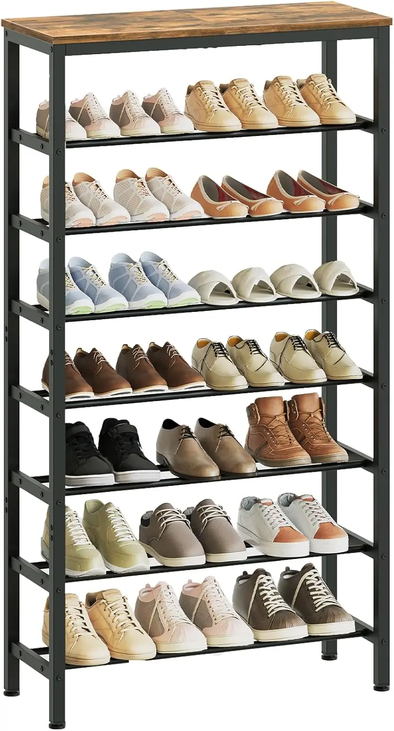 

8 Tier Tall Shoe Rack, Large-Capacity Storage Organizer, Free Standing Shelf for Closet, Adjustable Metal Shoe