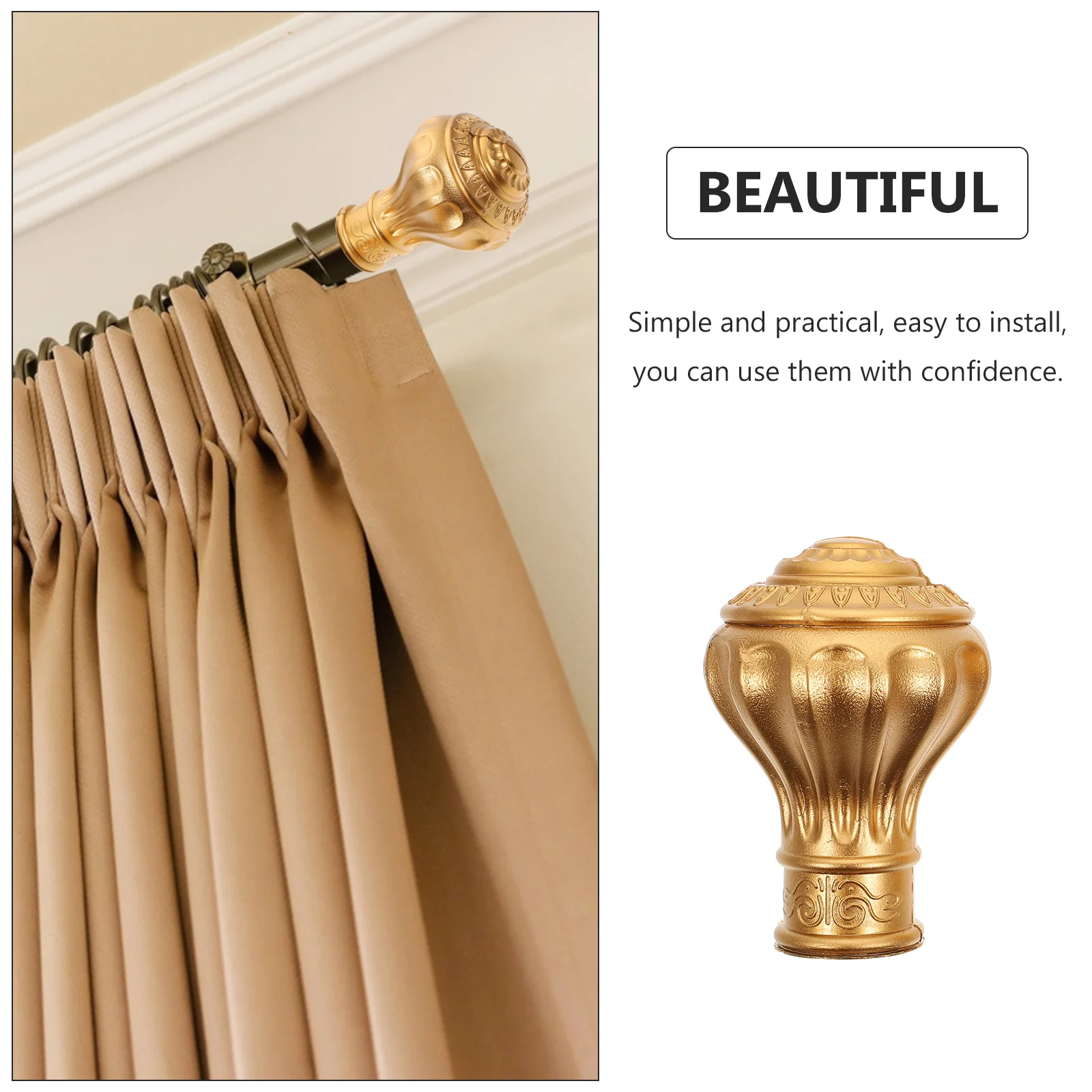

12Pcs Curtain Rod End Cap Elegant Window Rod Accessories Functional and Decorative for Living Room Bedroom Office Space Upgrade