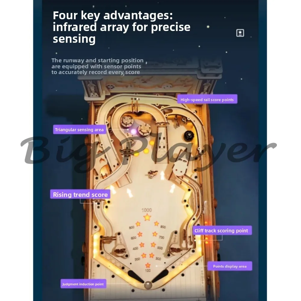 Extreme Difficulty 3D Mechanical Pinball Model Manual Assembly Music Puzzle Tool Box