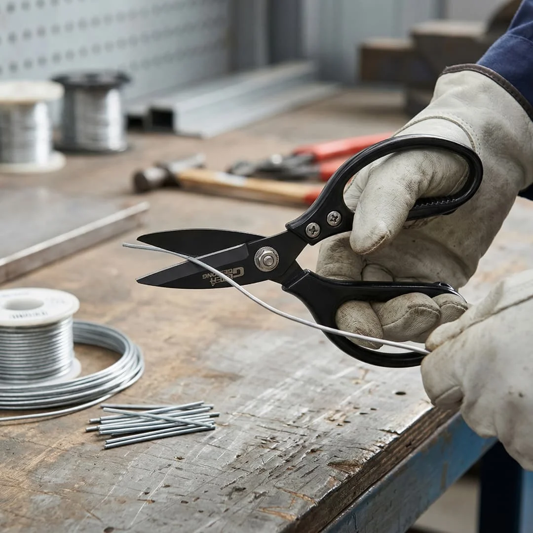 Industrial Scissors SK5 Steel Blades Aluminum Alloy Handle 3 Sizes Sharp Metal Shears for Sheet Metal HVAC Electrical Repair