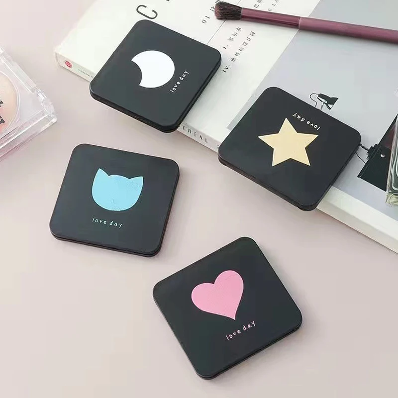 2-Face Makeup Mirror Square Portable Cute Girl'S Gift Hand Mini Mirror Pocket Double-Sided Makeup Mirror Compact Multiple Colors