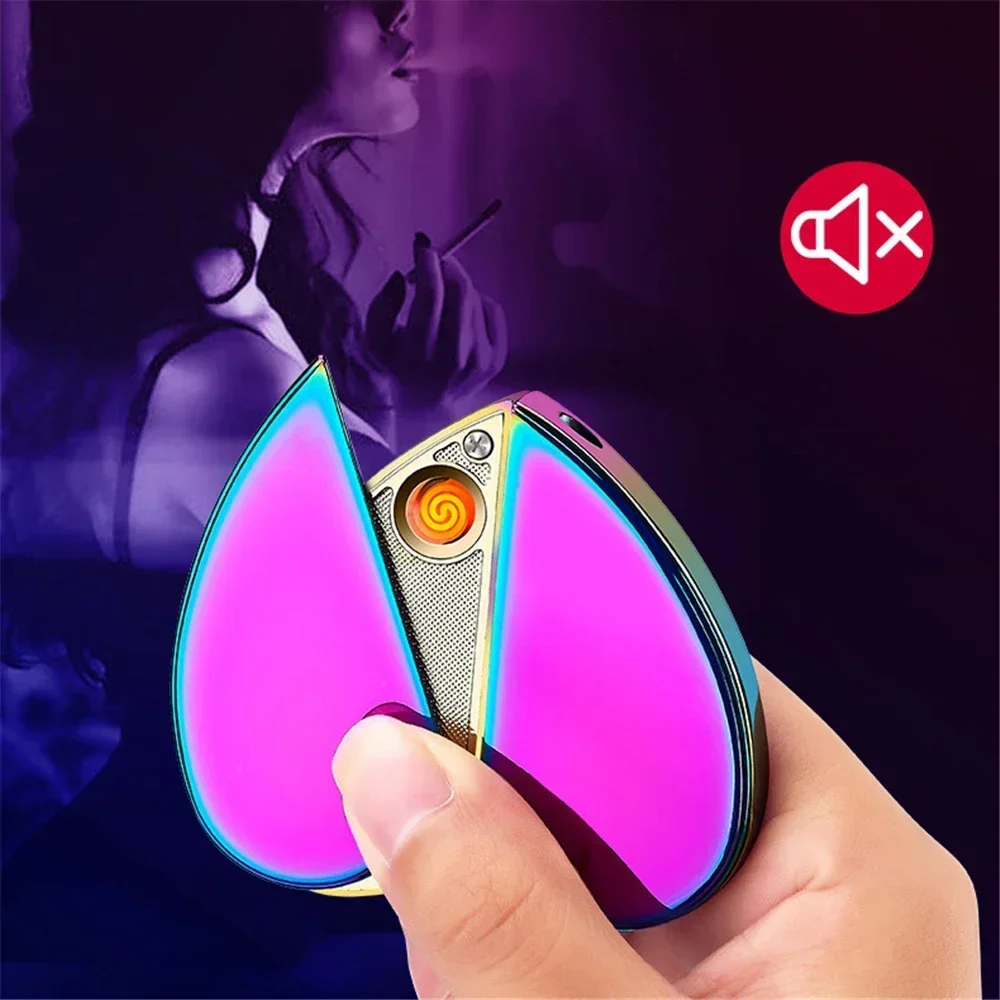 Heart-shaped Gas & Electronic Lighter Metal Windproof Rechargeable Refilling Dual-use Lighter Couple Family Christmas Present