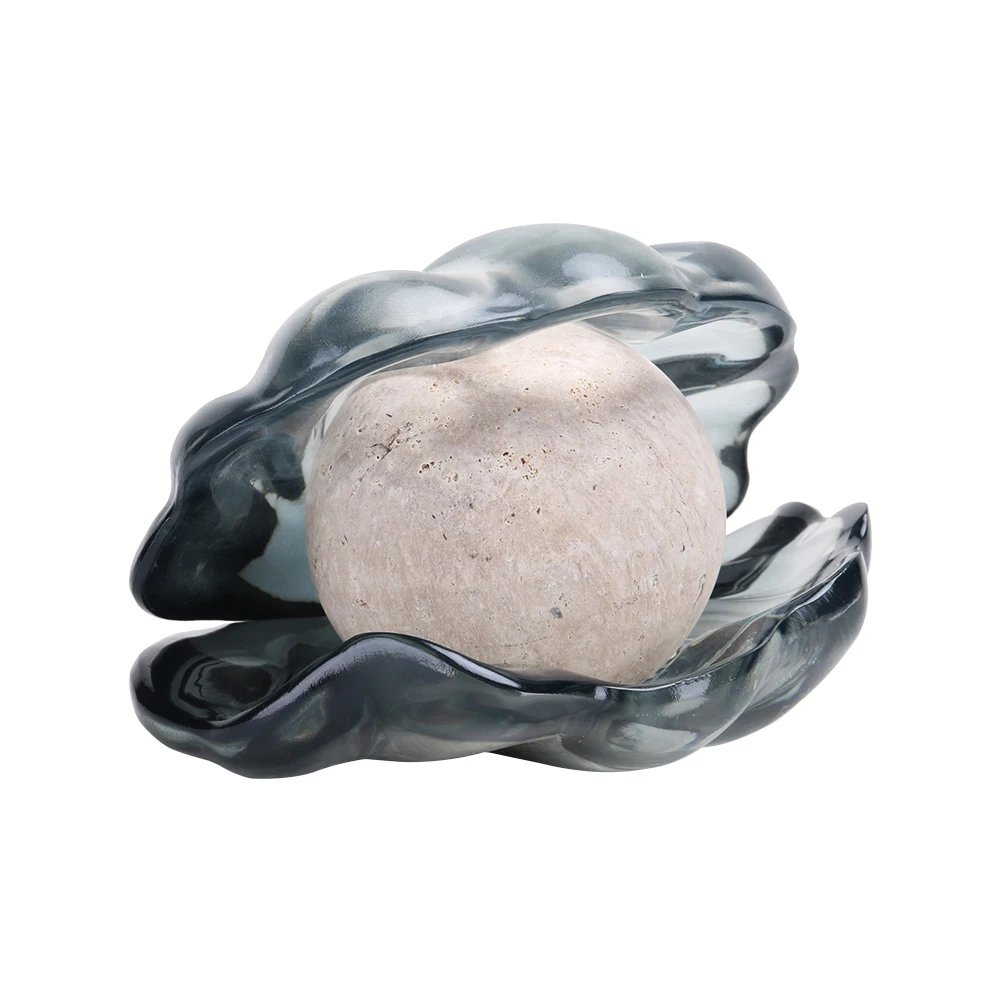 for Clear Resin  Seashell Sculpture Natural Travertine Marble Ball Objects Decorative Fancy Decorations For Home Living Room