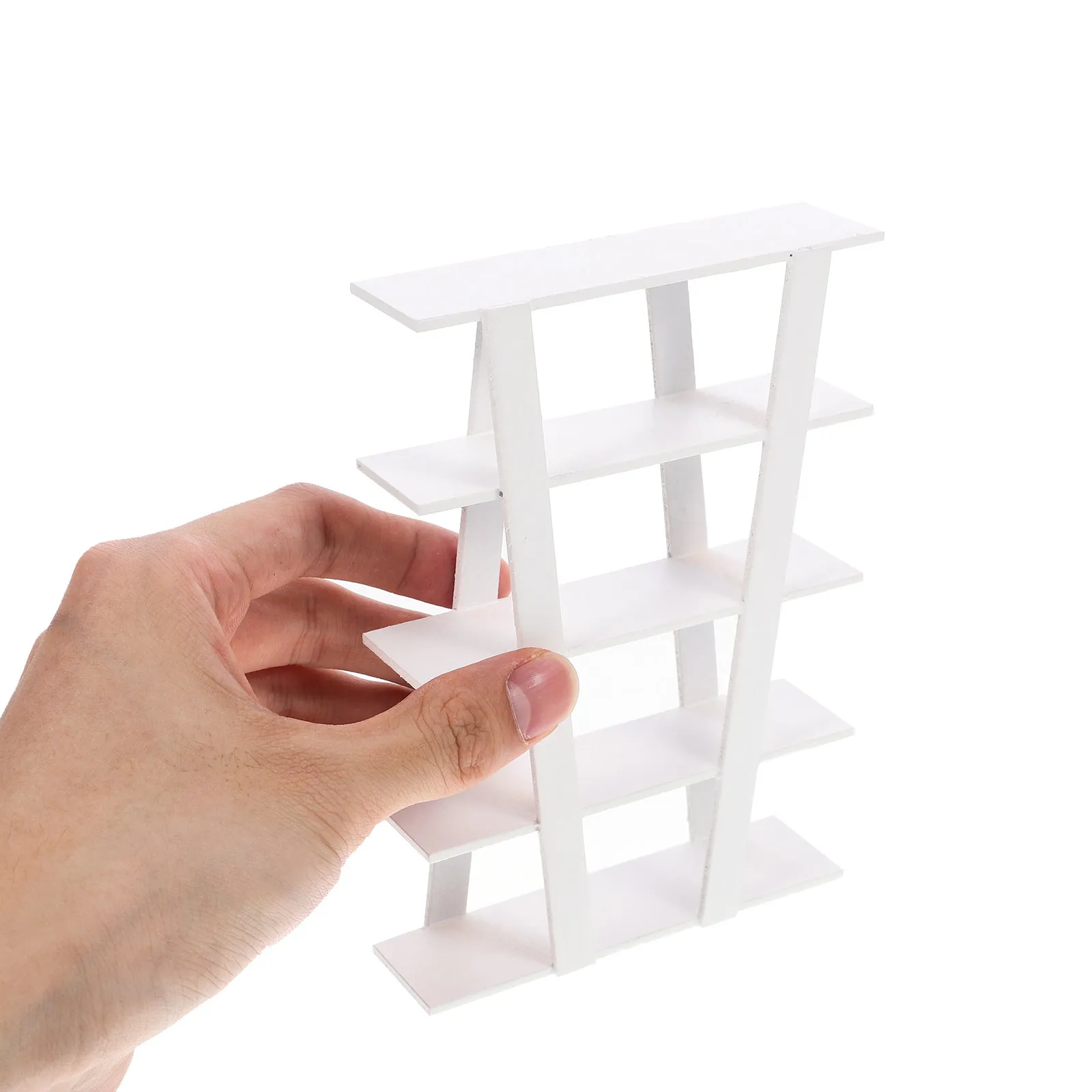 

Miniature Wooden Hollow Shelf Color Elegant Storage Rack Multifunctional Mini Stand for Dollhouse Decoration