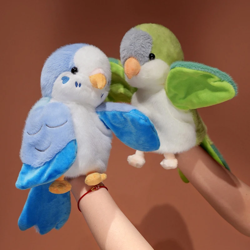 20cm Parrot Plush Hand Finger Story Puppet Stuffed  Animals Toys Kawaii Dolls Educational Baby Toys Kids Gift Bird Hand Puppet