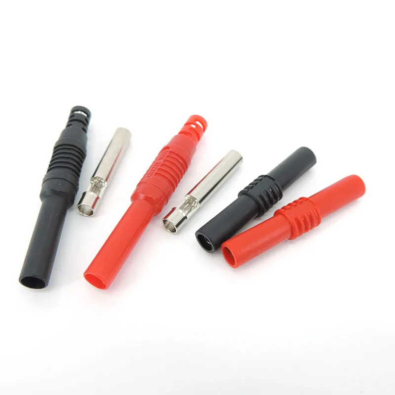 1 para izolowane 4mm do 4mm żeńskie wtyk bananowy złącze łączące żeńskie przedłużenie adaptera izolowane czarny czerwony a1