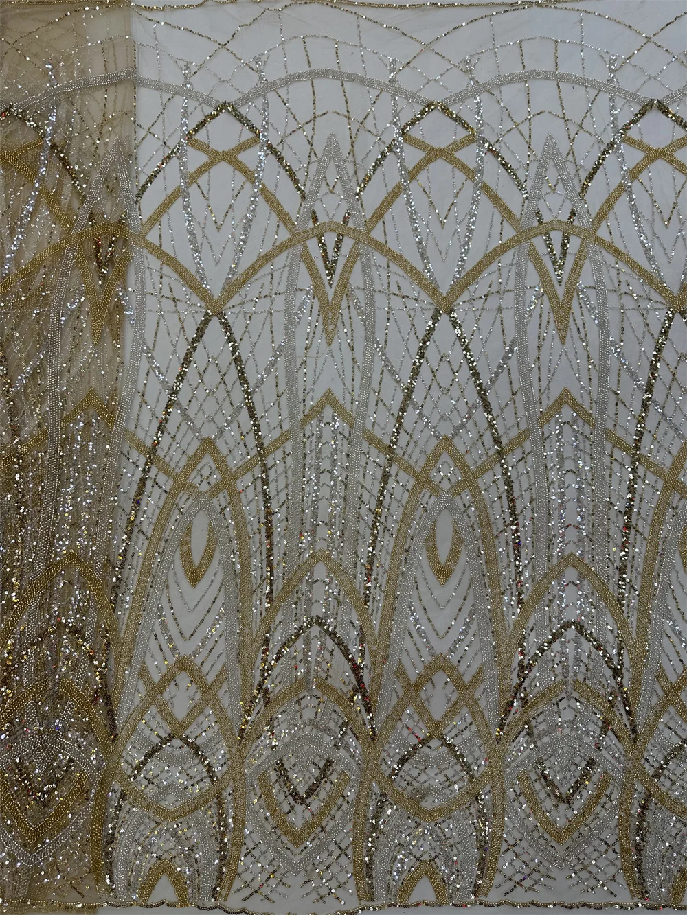African French Beaded Lace Fabric 2026 High Quality Lace Embroidered Nigerian Sequins Tulle Lace 5 Yards For Party Dress Sewing 4
