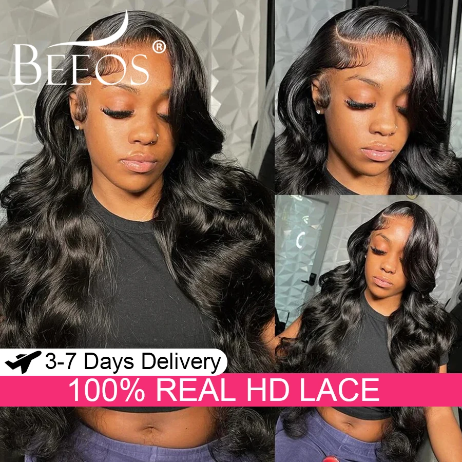 250% Density 32 34 Inch 13x6 Real HD Lace Frontal Wigs Ultra Fitted Human Hair Body Bleached Knots Brazilian Remy Hair For Women