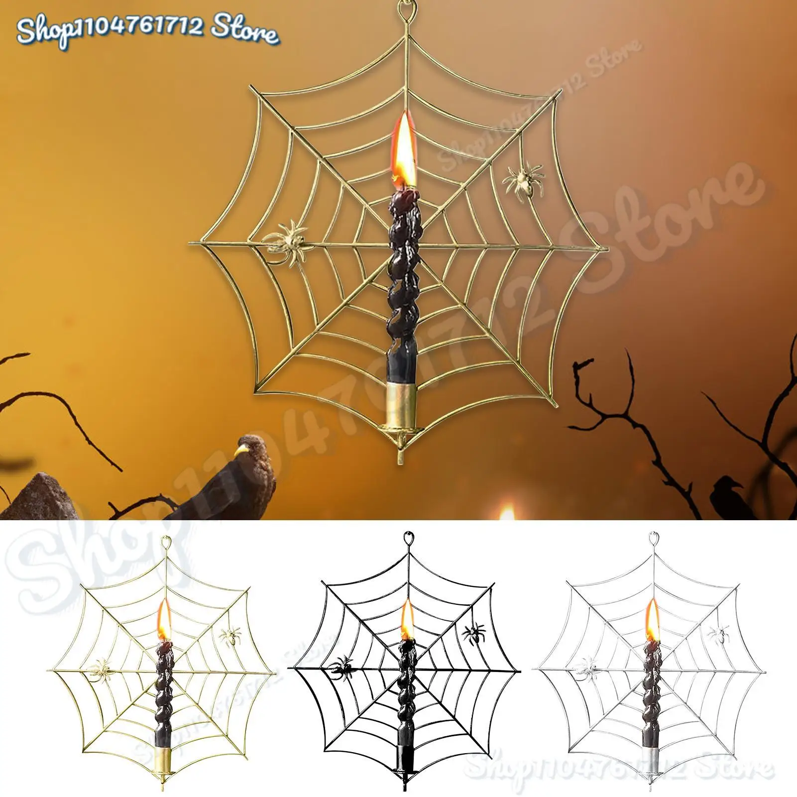 

Halloween Candle Holder Spider Web Candles Holders Festive Stand Gothic Mount for Holiday Wall Bedroom Festival Hallway Interior