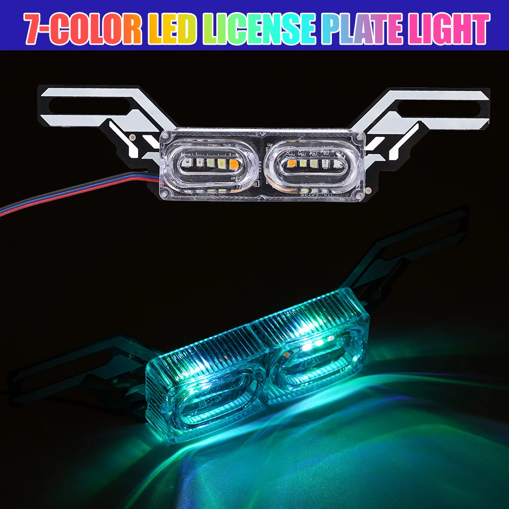 1x Motorcycle LED Strobe RGB Colorful Brake Stop Lamp Flashing License Plate Light Turn Signal Warning Rear Tail Light Universal