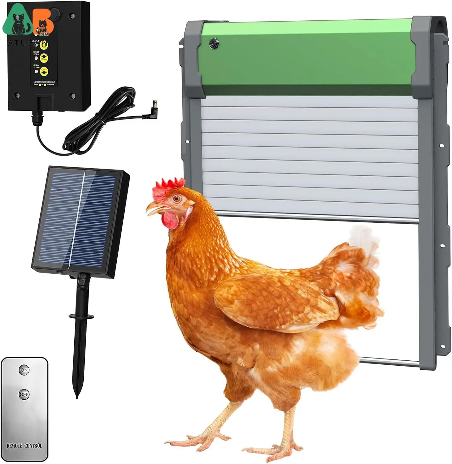 

Automatic Chicken Coop Door,Solar/USB Powered Auto Chicken Door Timer&Light Sensor,Durable Aluminum Chicken Door Remote Control