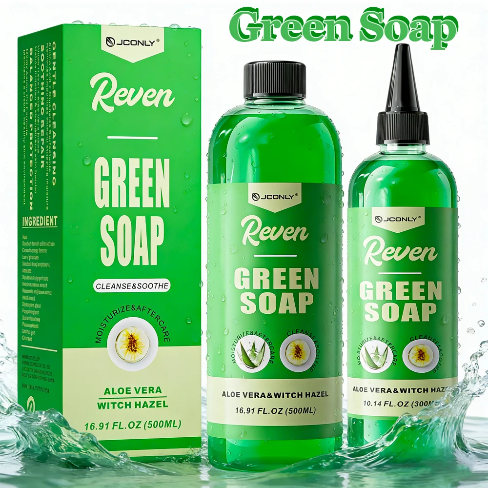 

JCONLY Tattoo Green Soap Witch Hazel Aloe Ultra Concentrated Vegan Soap for Tattooing Piercing 500/300ML Tattoo Clean Green Soap