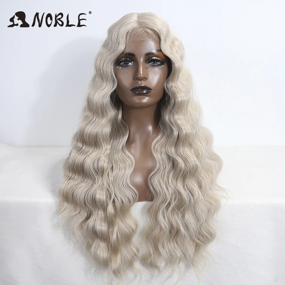 Perruque Lace Front Wig synthétique ondulée 28 pouces-Noble, perruque Lace Wig partielle brune pour femmes, perruque Lace Wig de haute qualité