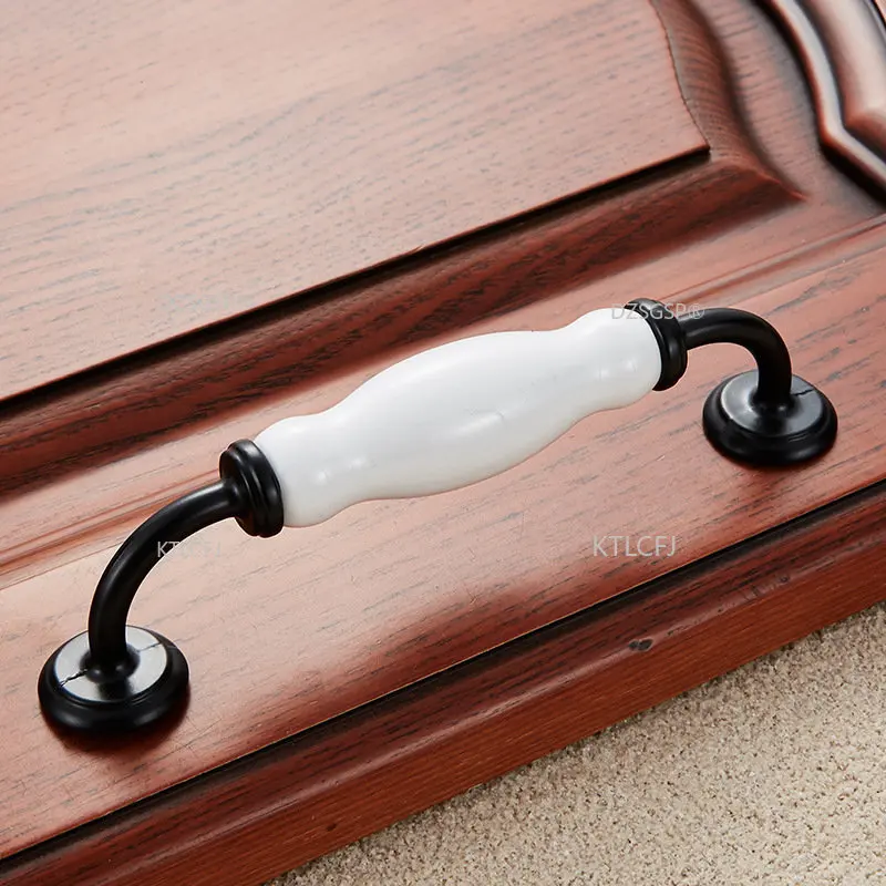 Drawer Single Hole Bright Chrome Furniture Handle European Style Rural Ceramic Handle Tulip Modern Cabinet Wardrobe Door Handle