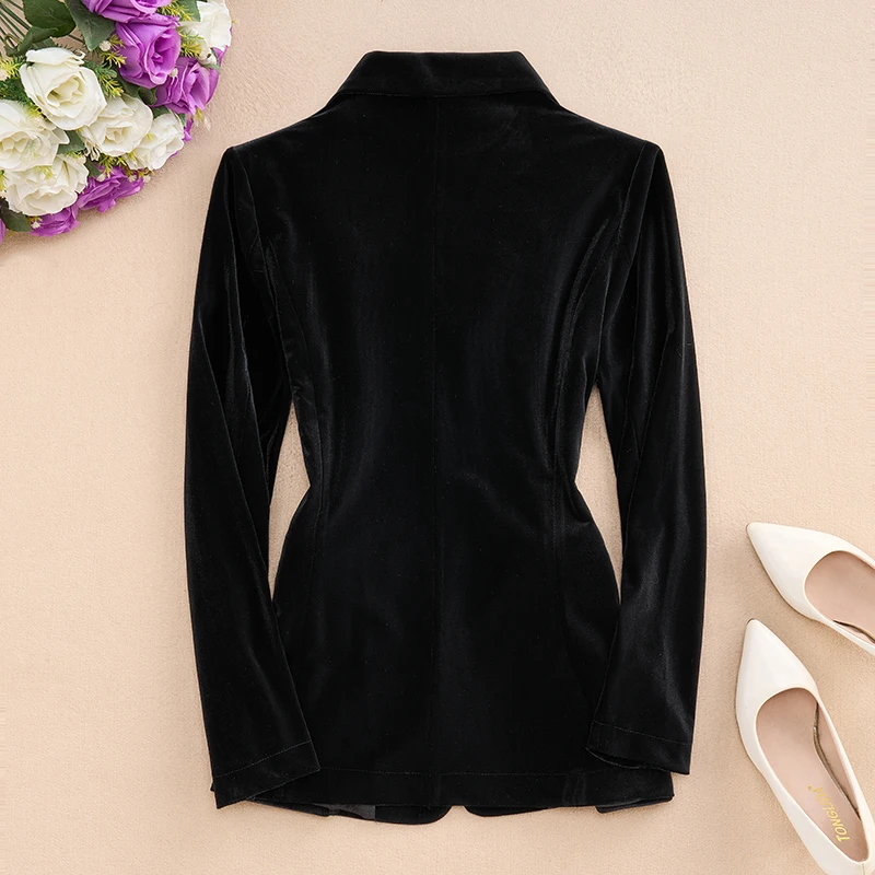 النبيذ الأحمر اللون الذهب المخملية البدلة Jaet المرأة خريف 2025 جديد الراقية التخسيس المهنية الأعلى العصرية تخفيف Sle