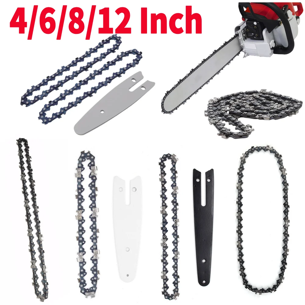 4/6/8/12 Inch Metal Chainsaw Chain 45 Drive Links 3/8inch Pitch Chainsaw Blades Electric Saw Accessory for Wood Branch Cutting