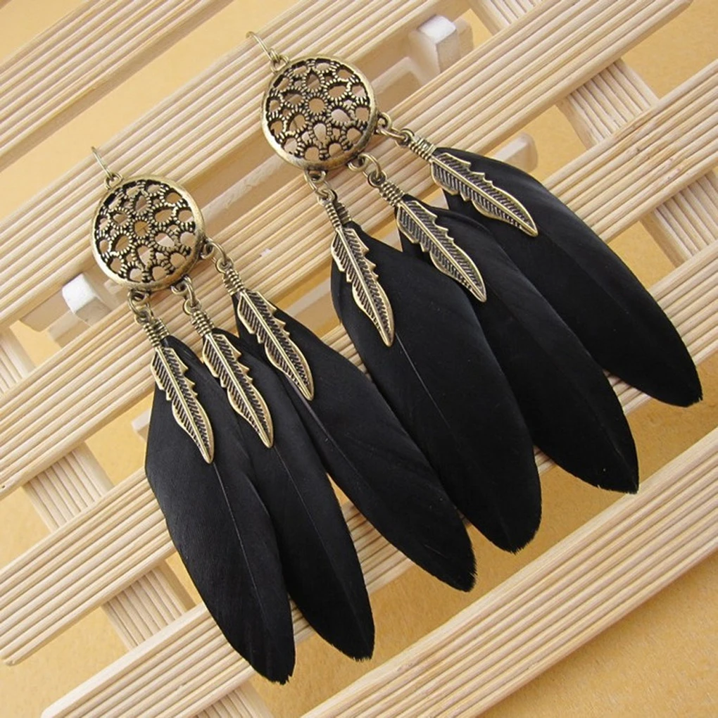 Women’s Dreamcatcher Earrings Alloy  Tassel Long Leaf Earrings